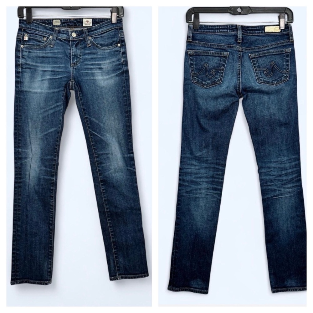 AG Adriano Goldschmied Stilt Cigarette Jeans Dark‎ Wash Slim Straight Sz 24 USA